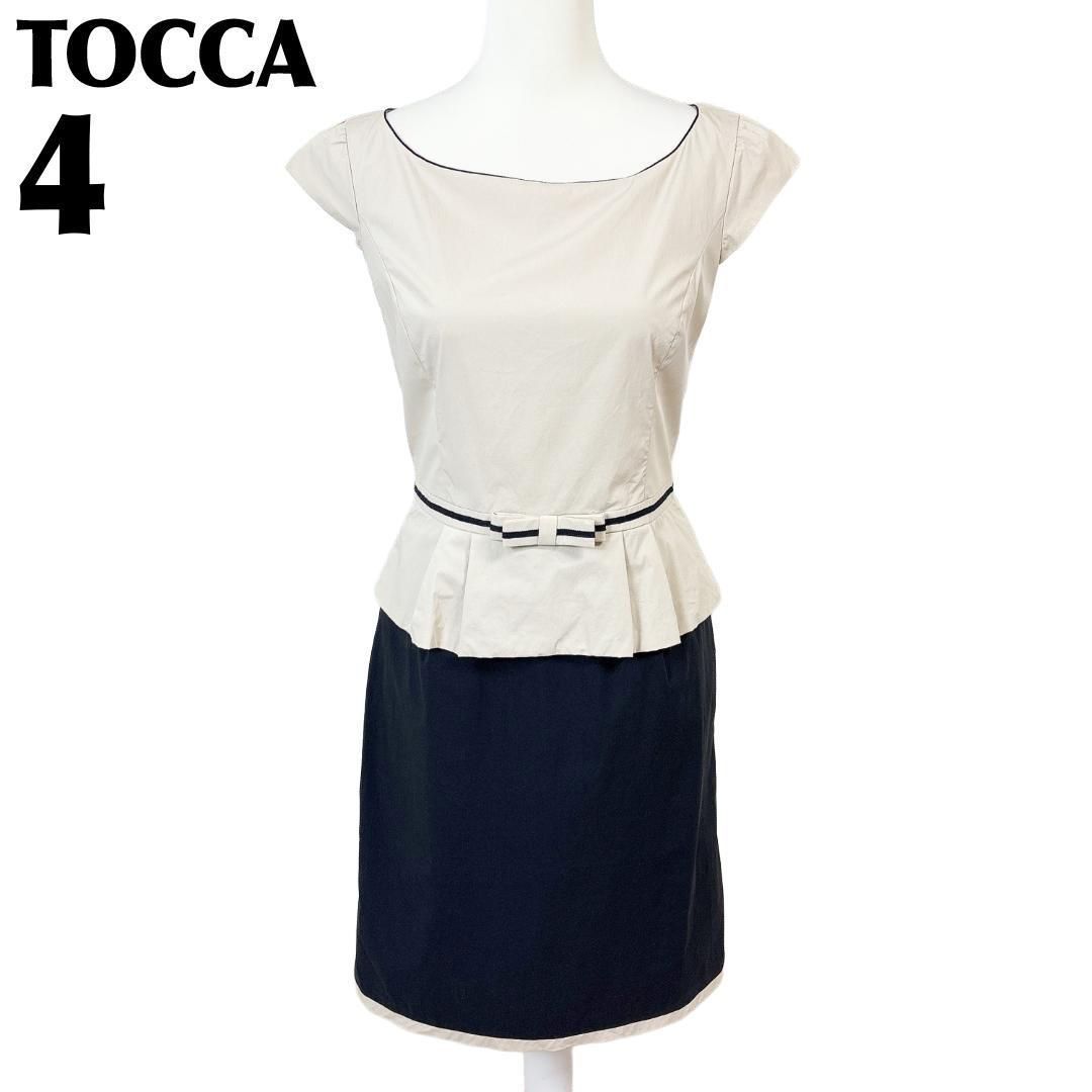 トッカ TOCCA ドッキング ノースリーブワンピース 4 リボン