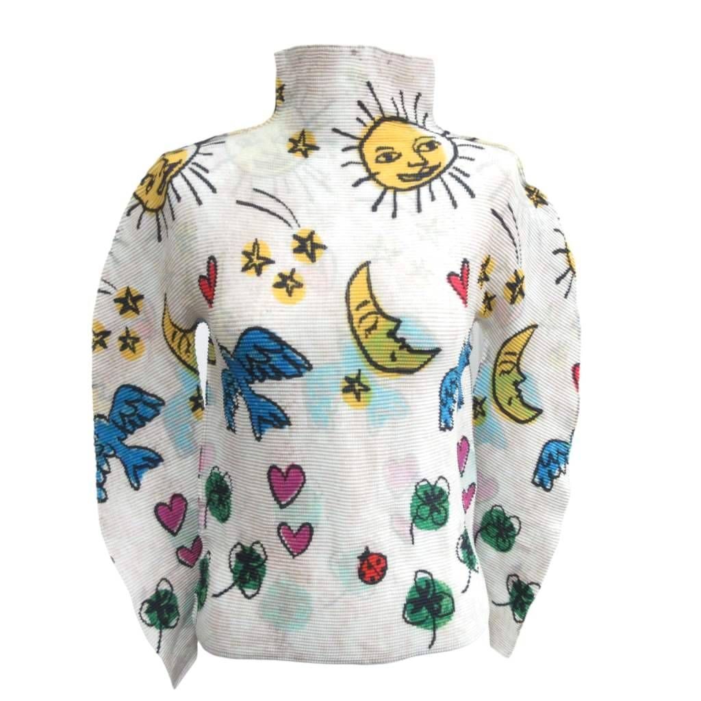 ミーイッセイミヤケ me ISSEY MIYAKE 25 SS GOOD DAY ハイネック長袖トップ プリーツカットソー F 白 ホワイト MNK 4