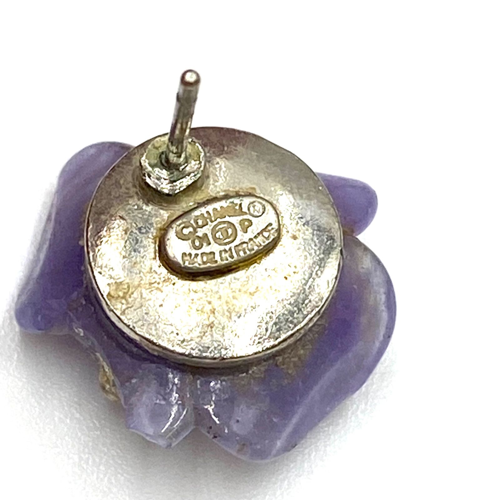 CHANEL シャネル カメリア ピアス 片耳 パープル 系 ヴィンテージ 01 A