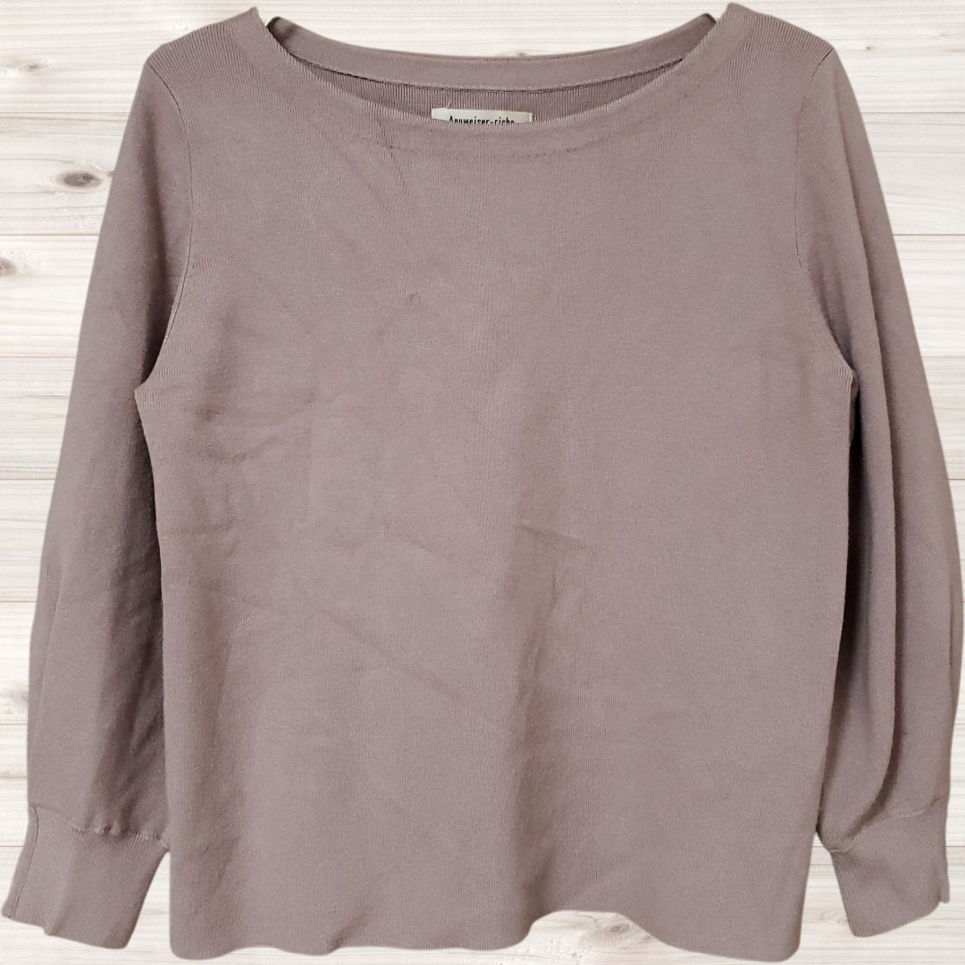 A 1098 アプワイザーリッシェ Apuweiser-riche ニット セーター 長袖 2 ピンク 無地 Uネック