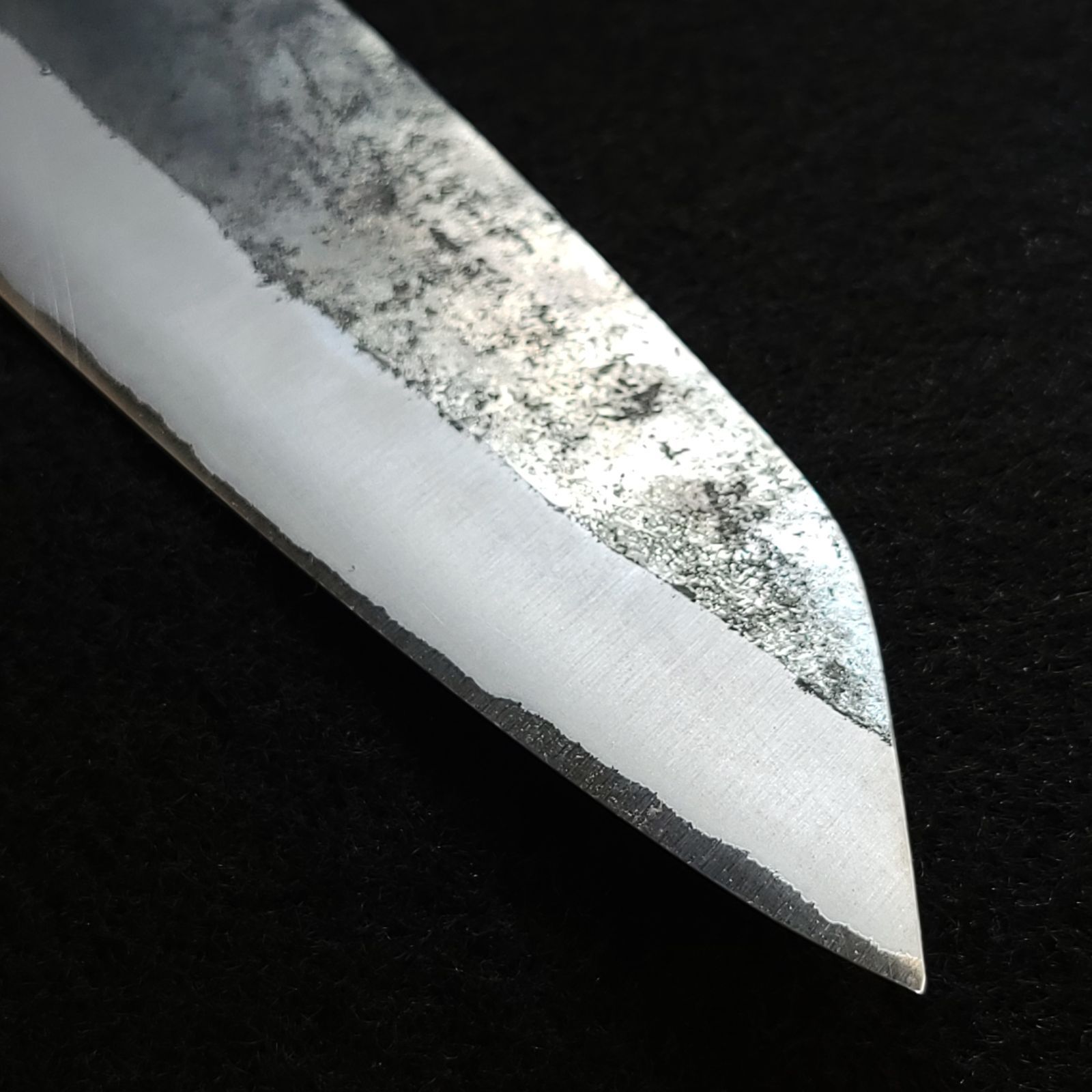 青紙2号 黒打 文化包丁 165㎜ G1401 焼栗柄 手作り 鍛造 月光作