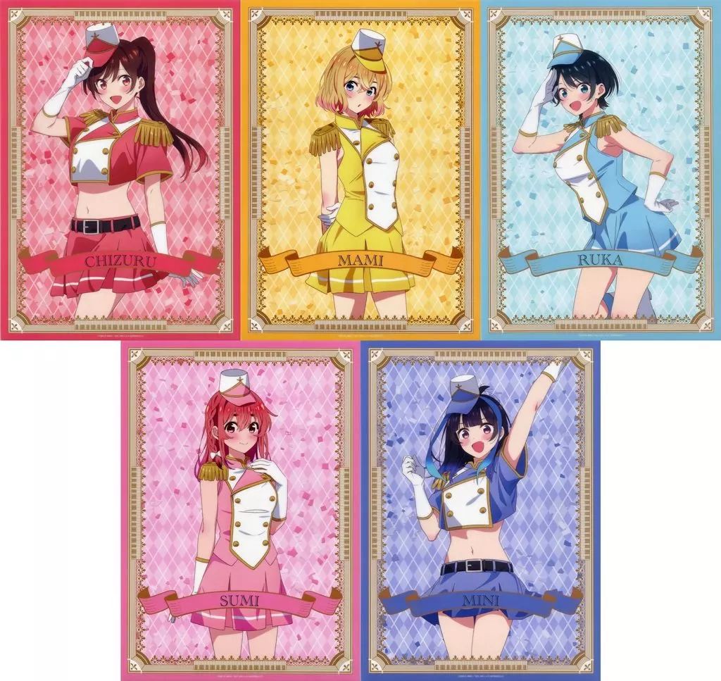 [Used] Clear Posters Complete Set of 5 A3 Clear Posters “DMM Lottery TV Anime “I Borrow Her” ~ Happy Marching of Love! ~” D Award