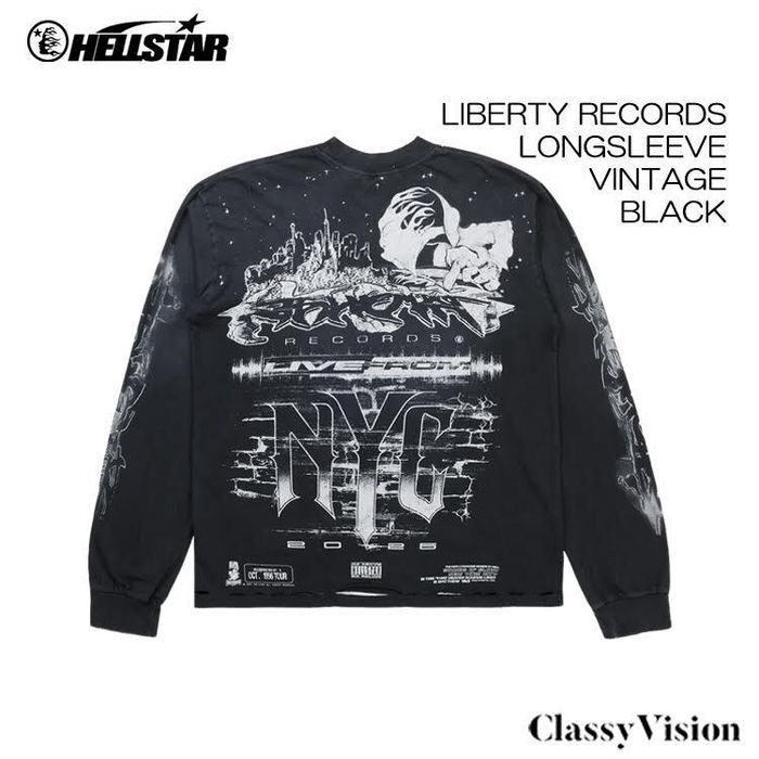 HELLSTAR LIBERTY RECORDS ダメージロングTシャツ 【XS