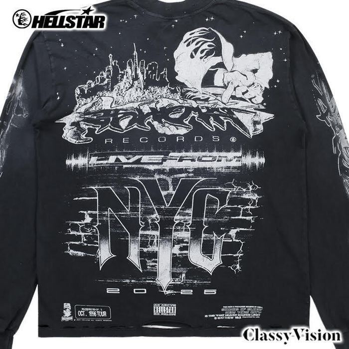 HELLSTAR LIBERTY RECORDS ダメージロングTシャツ 【XS