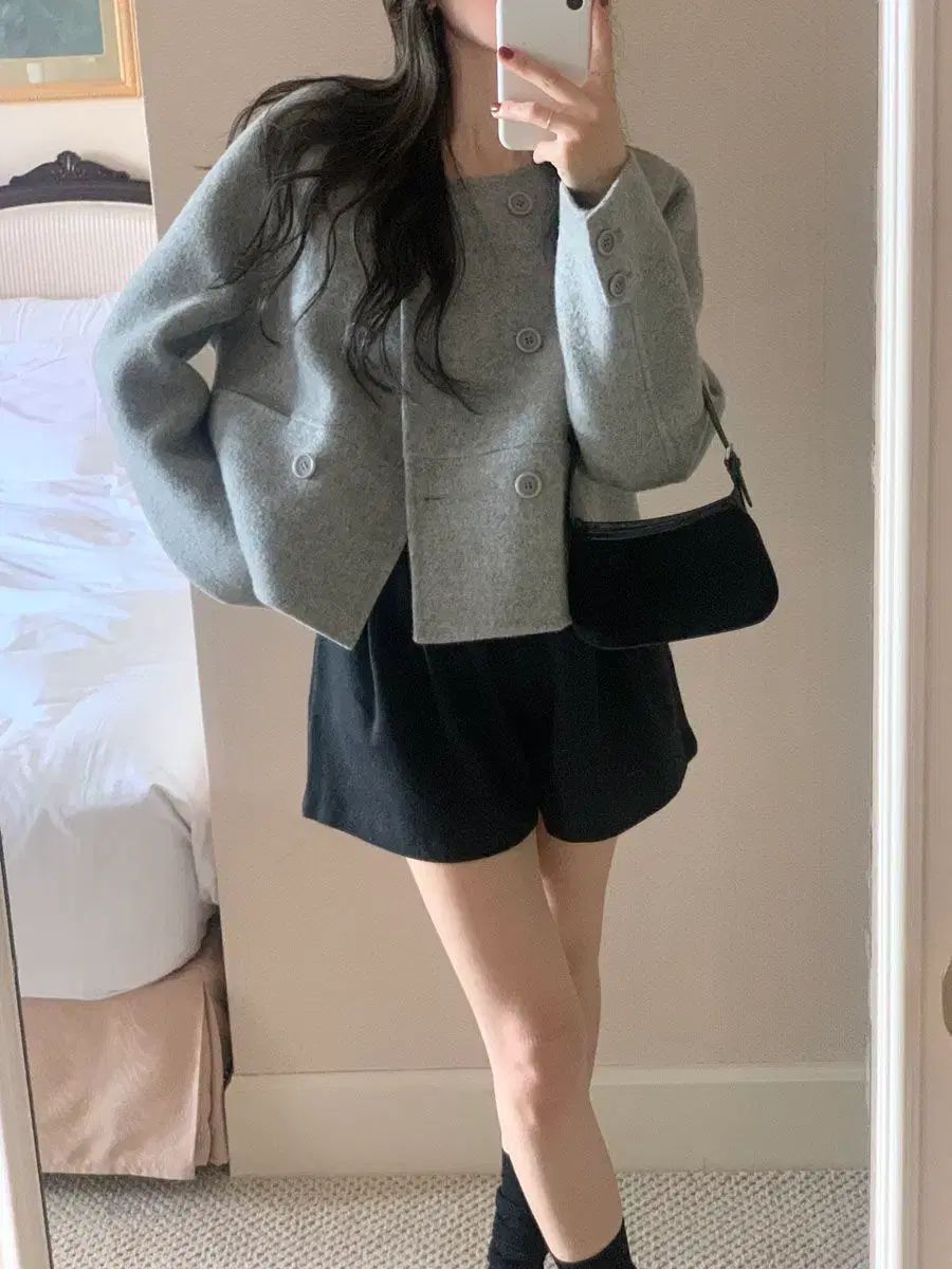 スムース ダブルショート ハンドメイドコート