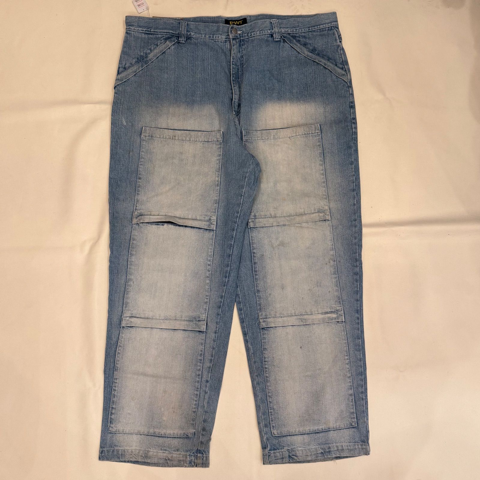 PWT hiphop デニム パンツ ワイド バギー 太 Y 2 K 海外ストリート W 44 bboy P-214