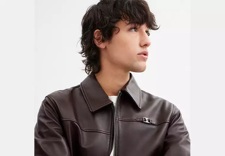 COACH ヘリテージ C ライトウェイト レザー ジャケット CU447 L コーチ