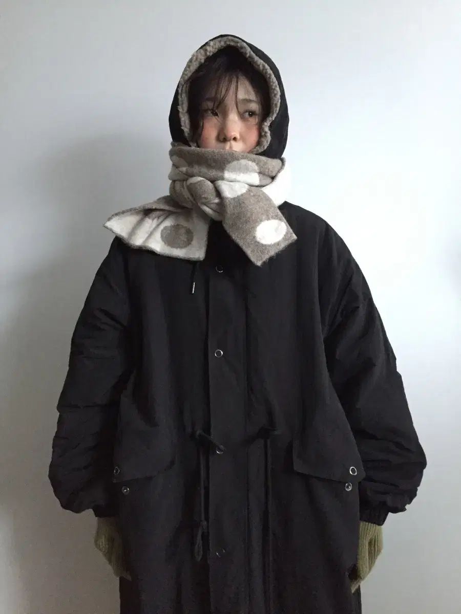 ドット シープスキン WHO マウンテンパーカー アウター マフラー セット