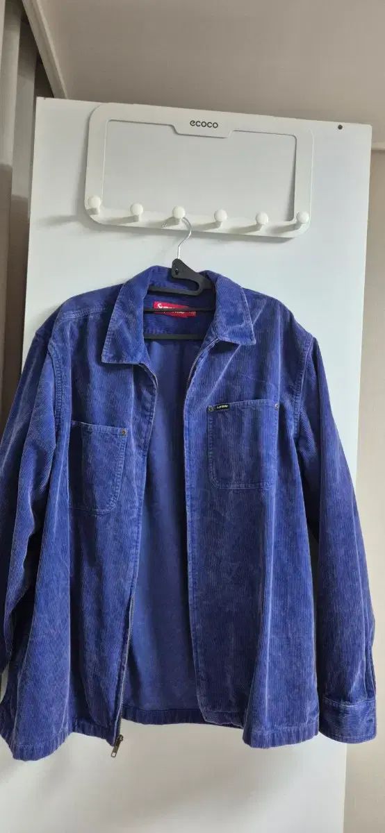 Supreme ウォッシュド コーデュロイ ブルー ジップアップ シャツ L