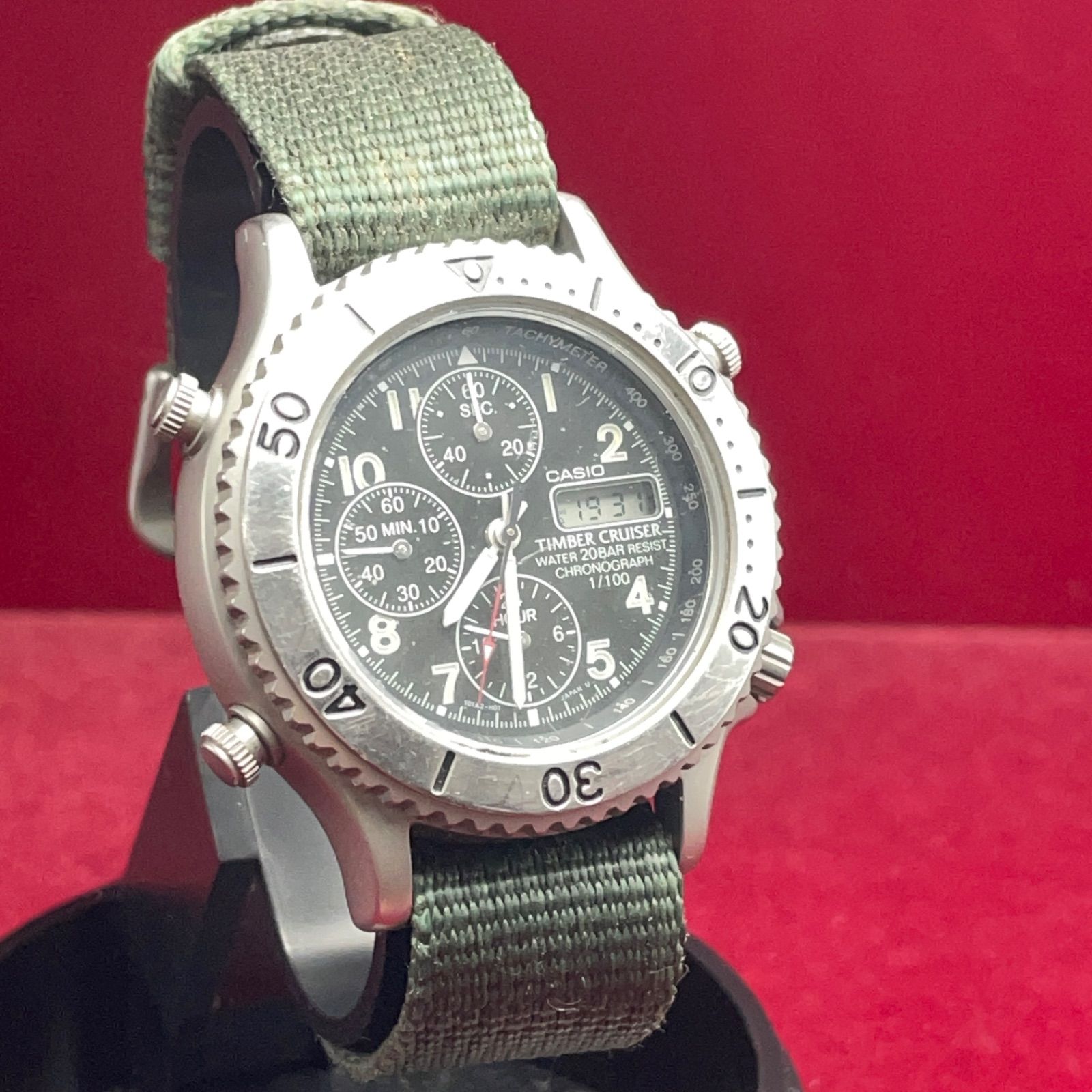 希少 CASIO TIMBER CRUISER アナデジ QZ 電池換済 日本製 ティンバー