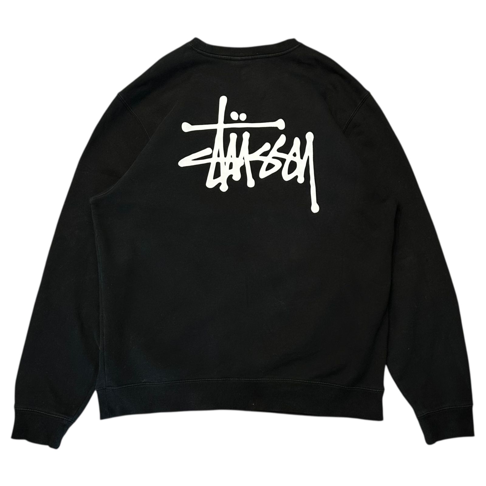 STUSSY ステューシー Basic Crew ロゴ プリント クルーネック スウェット XL ブラック