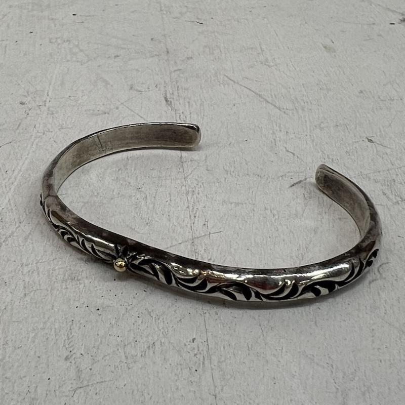 ビッグハンド ゴールドポイント 唐草 シルバー バングル メンズ - ISItems 古着