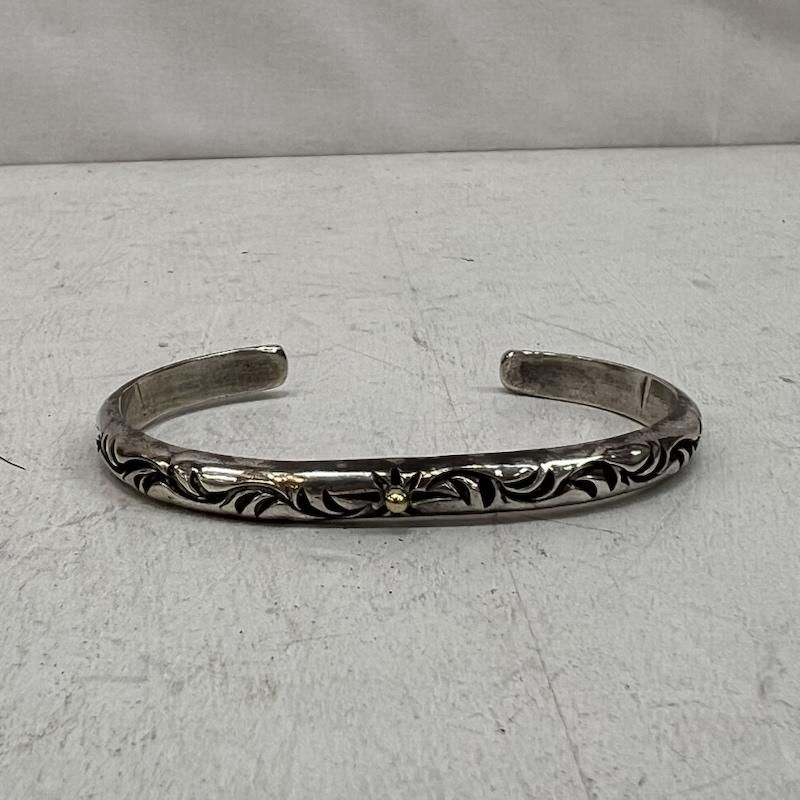 ビッグハンド ゴールドポイント 唐草 シルバー バングル メンズ - ISItems 古着