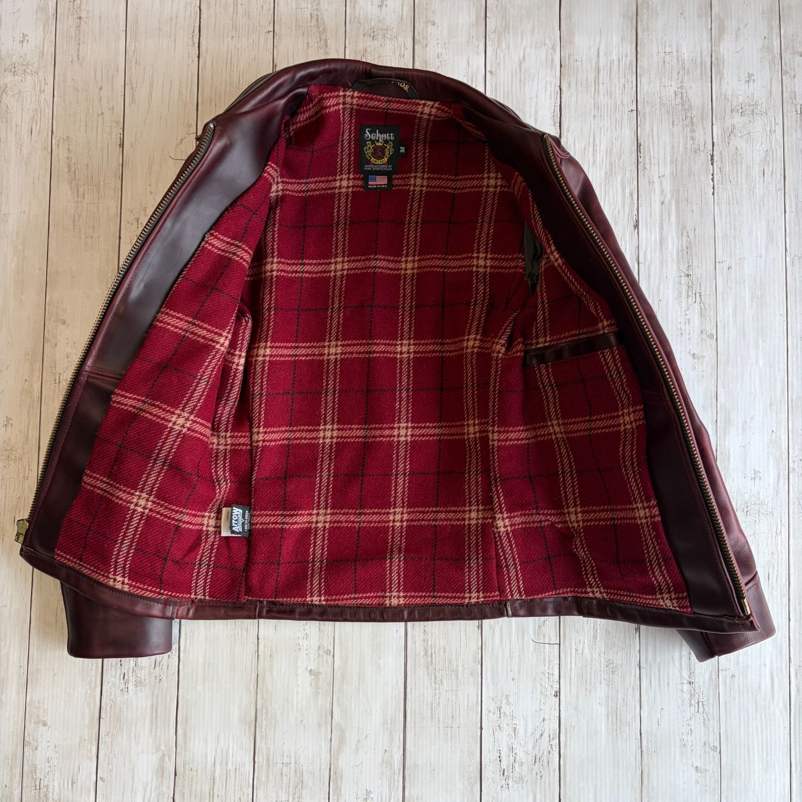 Schott レザージャケット ボルドー シングルライダーズ サイズ32 7436