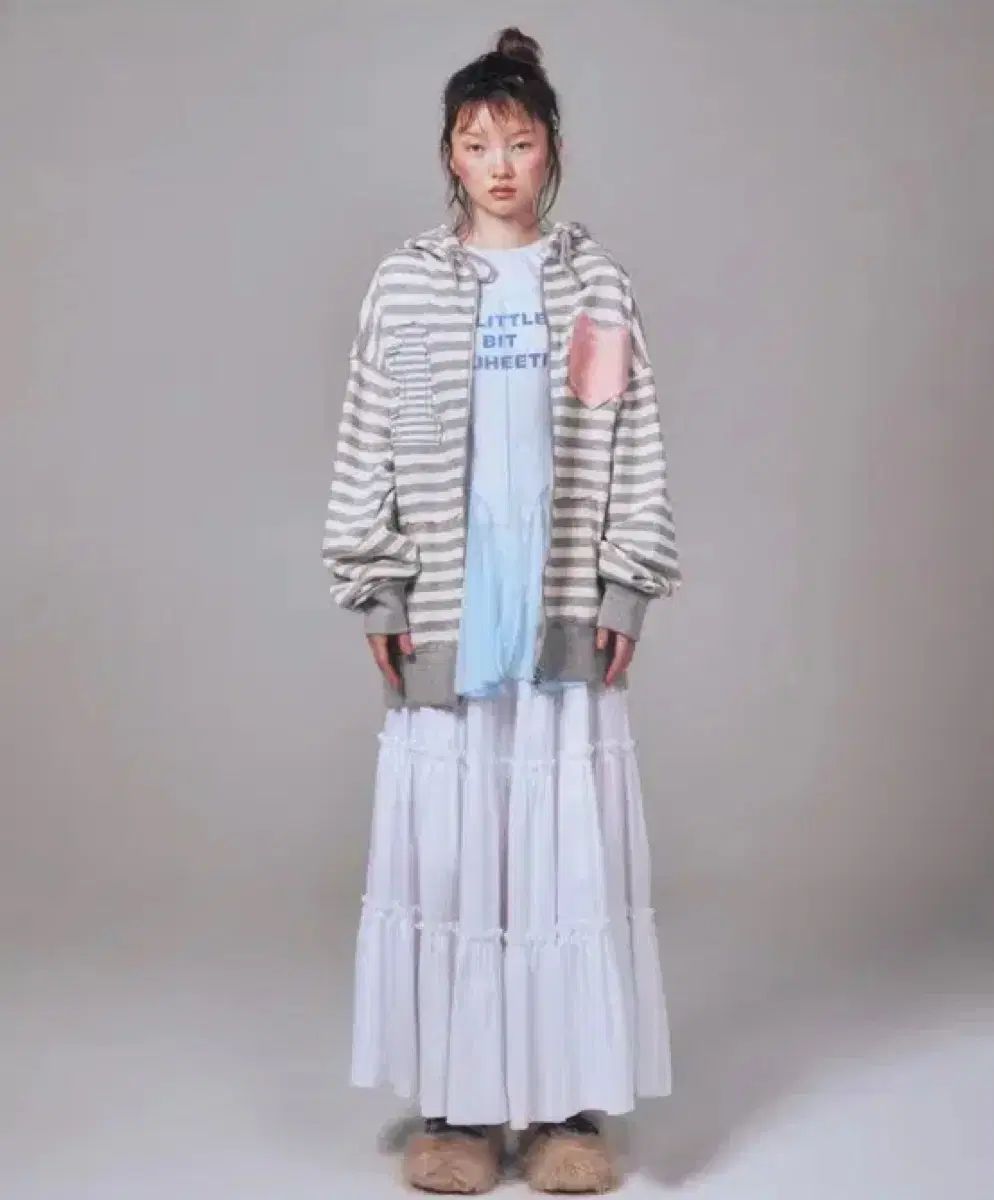 ユヒ ストライプ フードジップアップ