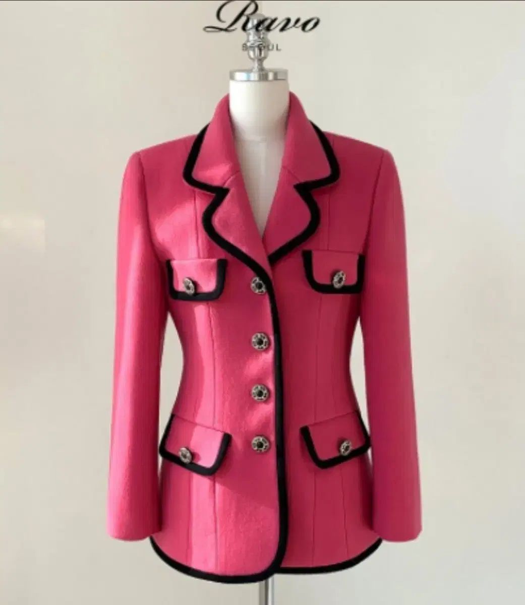 ラボーヴィンテージ チュール シャーベット ウールジャケット ホットピンク