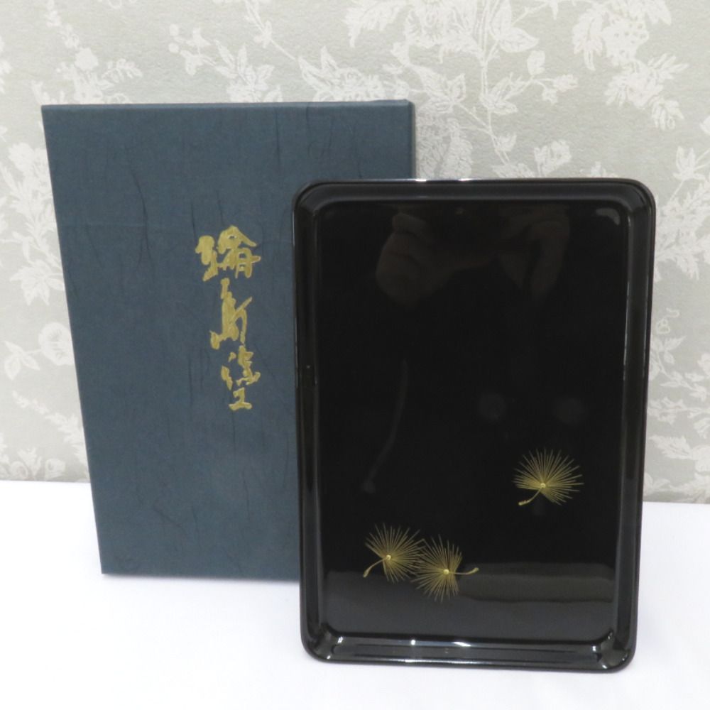 輪島塗　沈金　お盆　祝儀盆　切手盆　漆　漆芸　伝統工芸 骨董・民芸品 輪島塗 前古孝人 切手盆 祝儀盆 お盆 角盆 漆器 漆芸