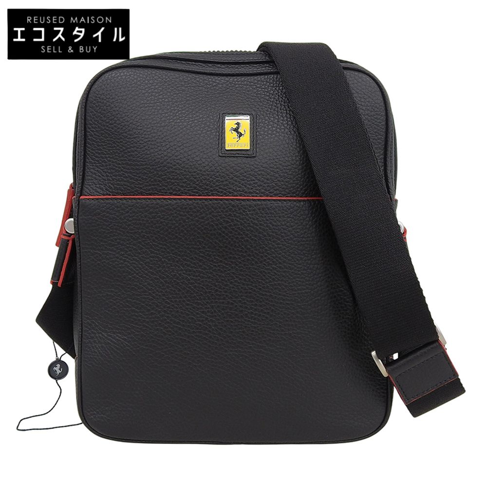Ferrari フェラーリ レザー ショルダーバッグ メンズ ブラック