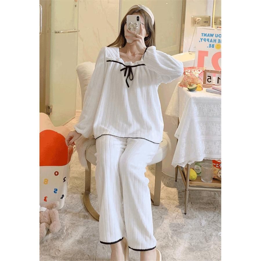 新品 パジャマ レディース 上下セット モコモコ 秋冬 長袖 ルーム