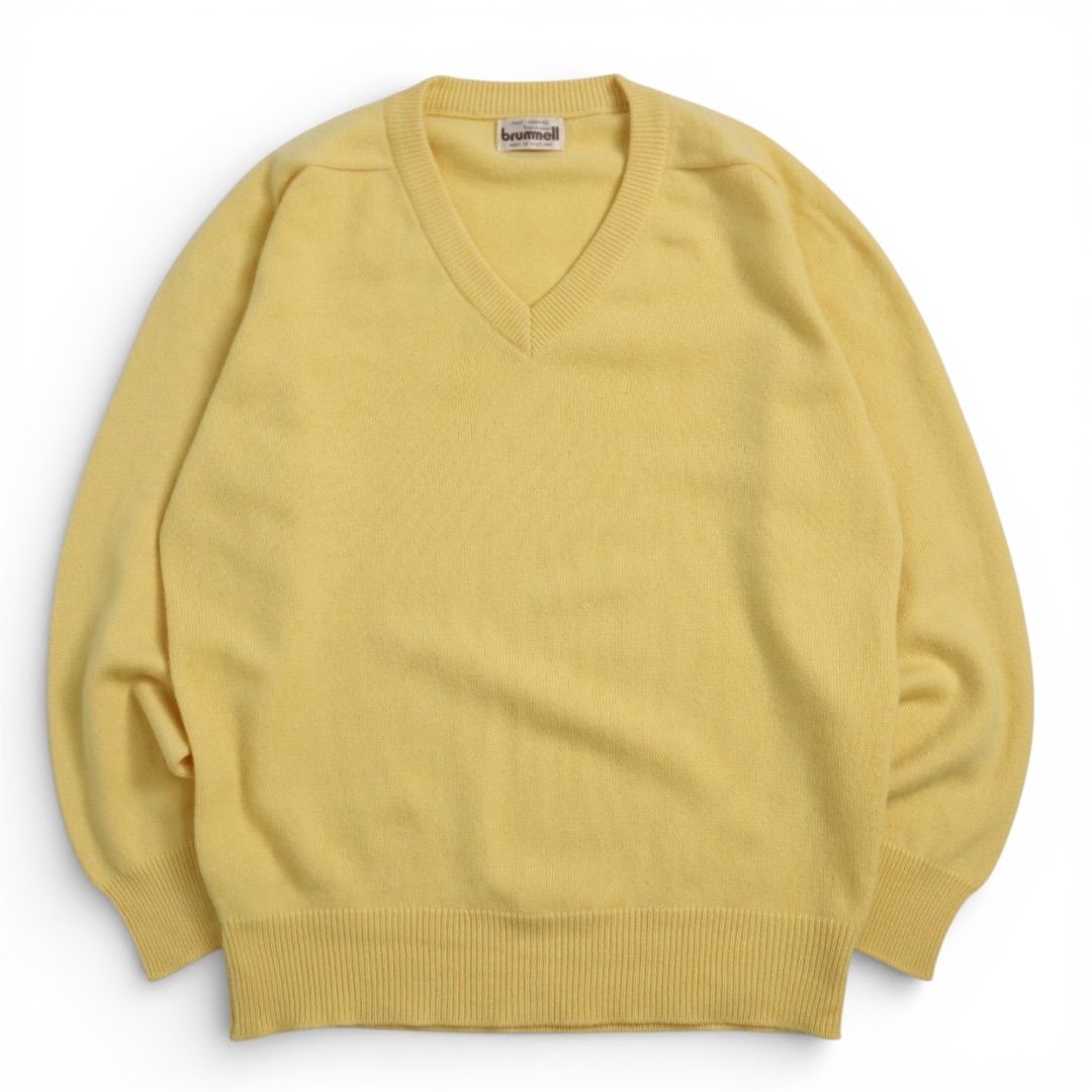 Vintage 80s 90s スコットランド製 カシミヤ100% Vネック ニット