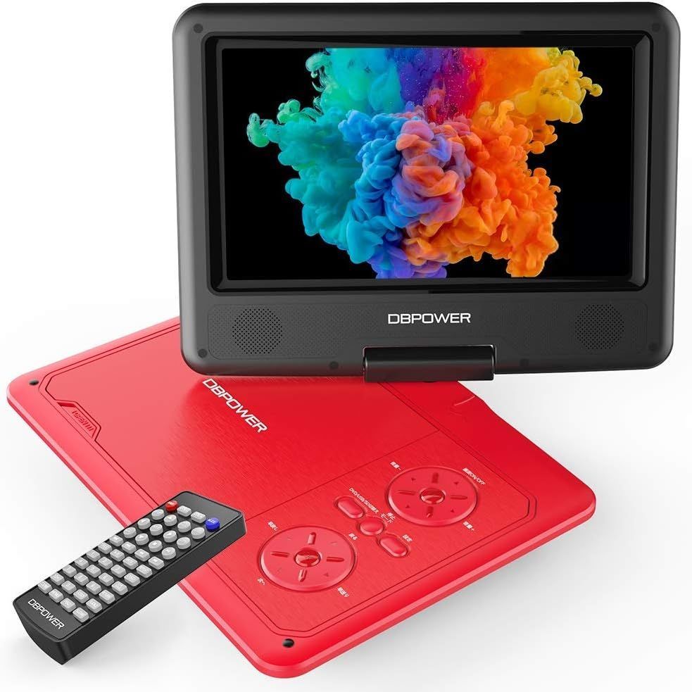 ☆メルカリ最安値☆ポータブルDVDプレーヤー 7.5インチ レッド ポータブルDVDプレーヤー 7.5インチ 5時間連続再生 車載 リージョン