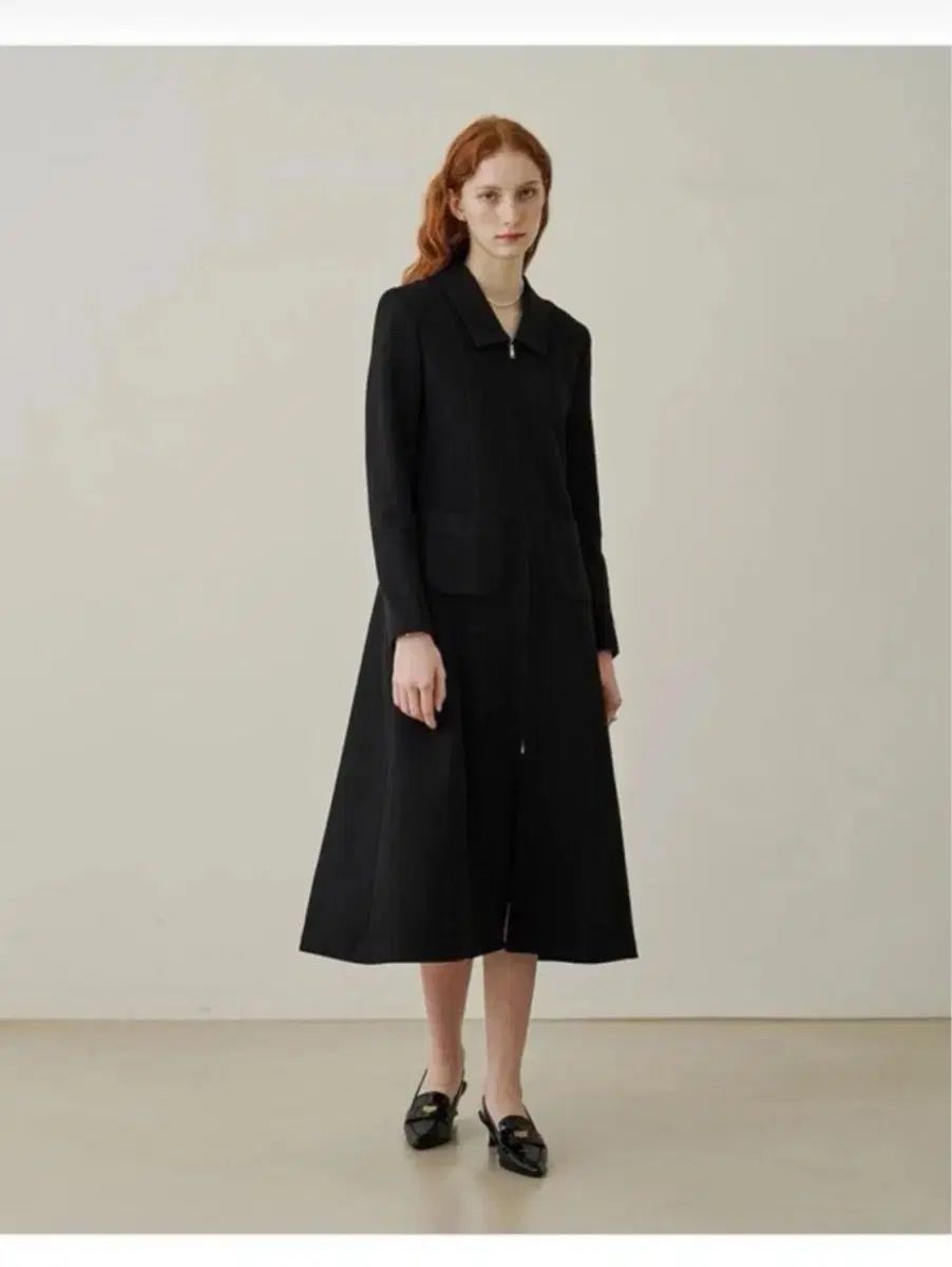 Calvin Klein Zip up simple long dress - black-S