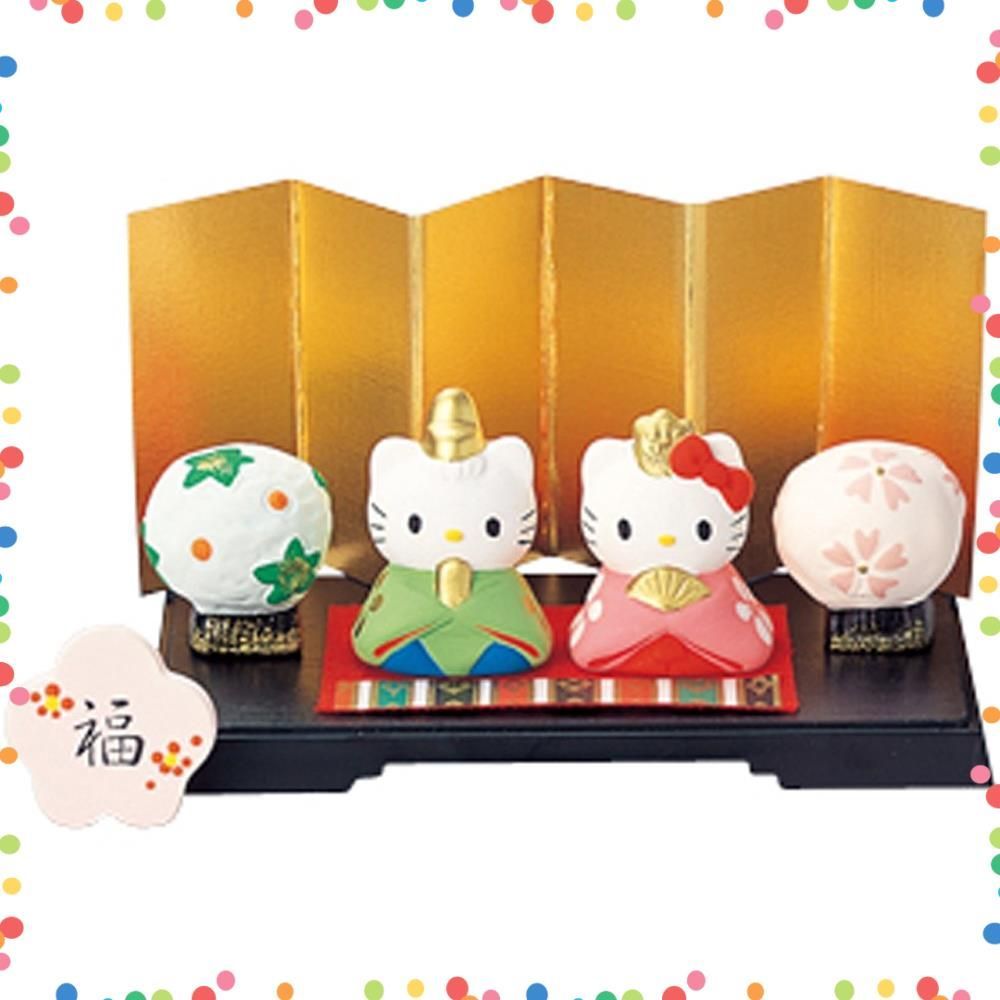 ハローキティひな祭り雛人形 セット 05-K301　瀬戸焼 大阪長生堂 キティ 中 雛人形 ひな人形 おひなさま コンパクト
