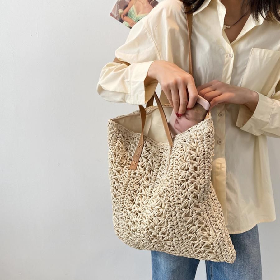 ベージュ ストロー トートバッグ　新品未使用品 tsubaki様専用 ディオール ノベルティ ストロー トートバッグ - メルカリ