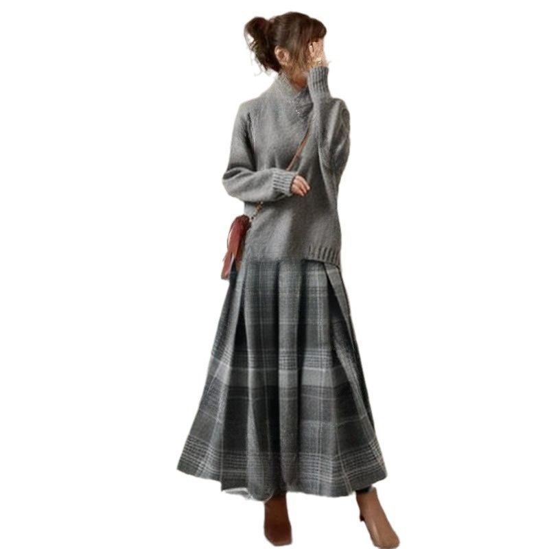 新品 セットアップ レディース ハイネック ニットセーター 長袖 ロング