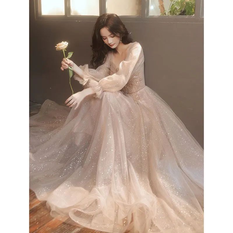 キラキラ ブライズメイド ロングドレス パーティードレス お呼ばれ ドレス 演奏会 二次会 結婚式ドレス かわいい お 披露宴 花嫁 パーティードレスフォーマル 卒業式 ワンピース mlfbh