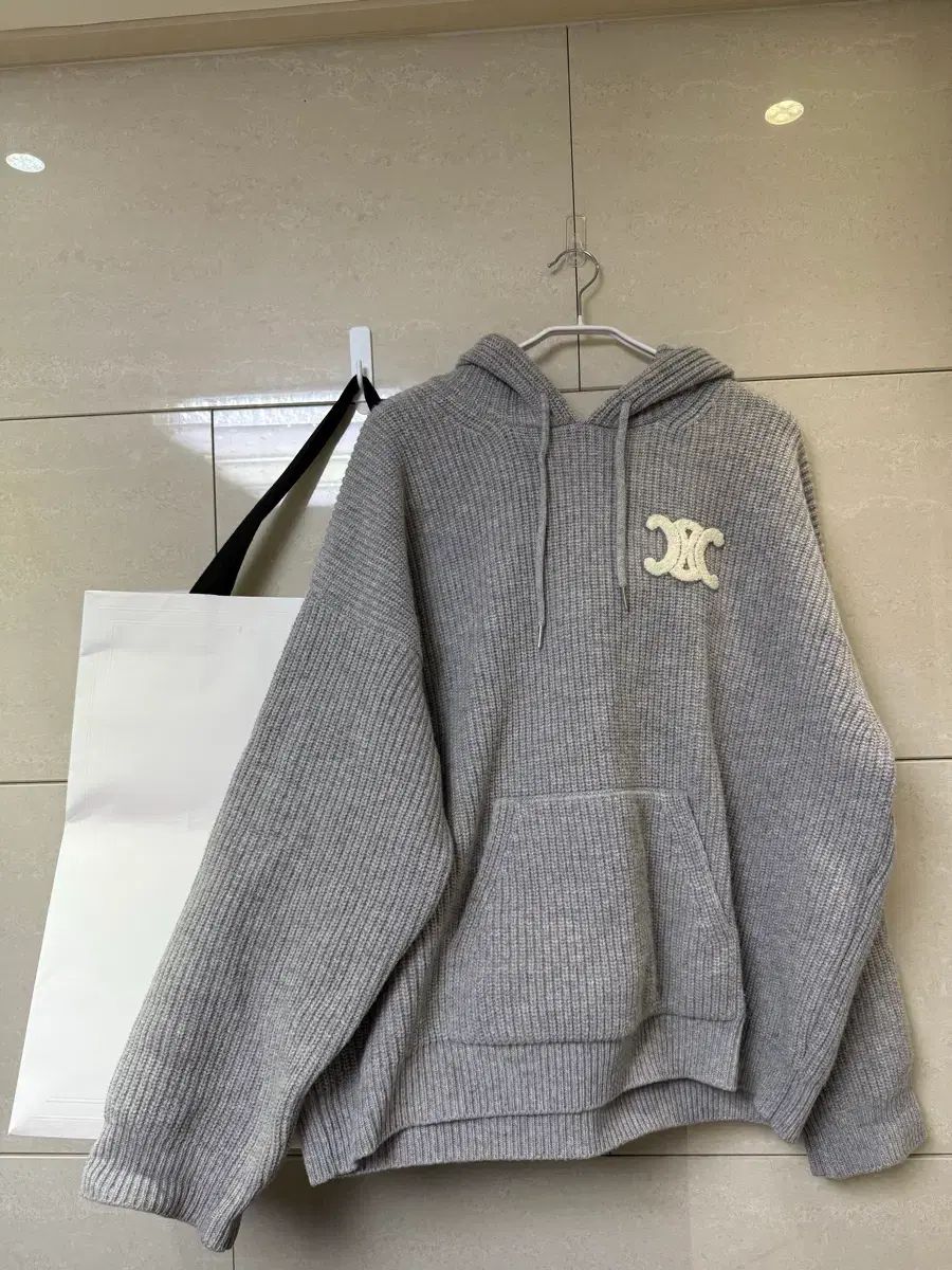 ほぼ 25 FW セリーヌ リブド ウール ニット フーディー L