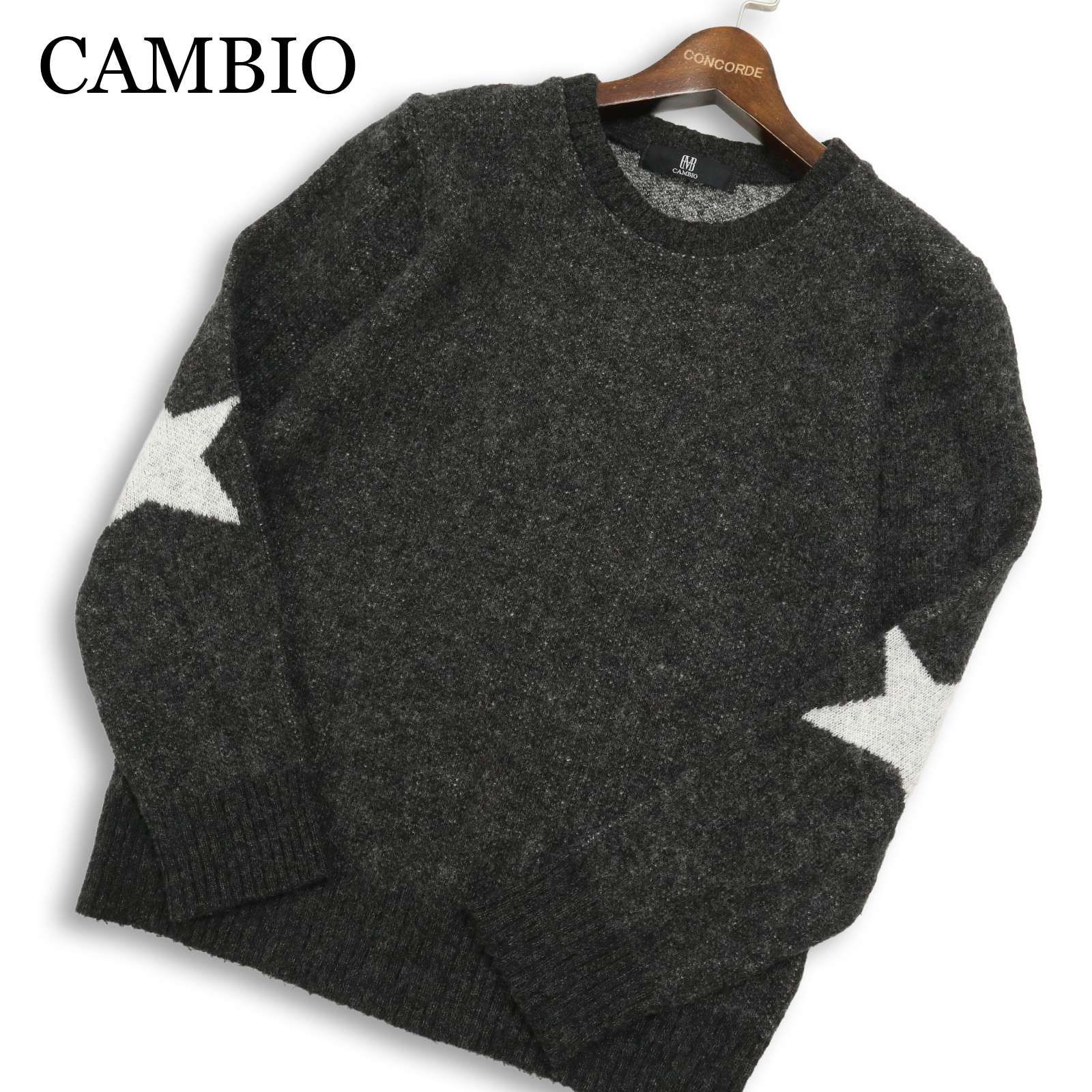 CAMBIO カンビオ 秋冬 ウール混☆ 星柄 スター セーター ニット Sz.S 