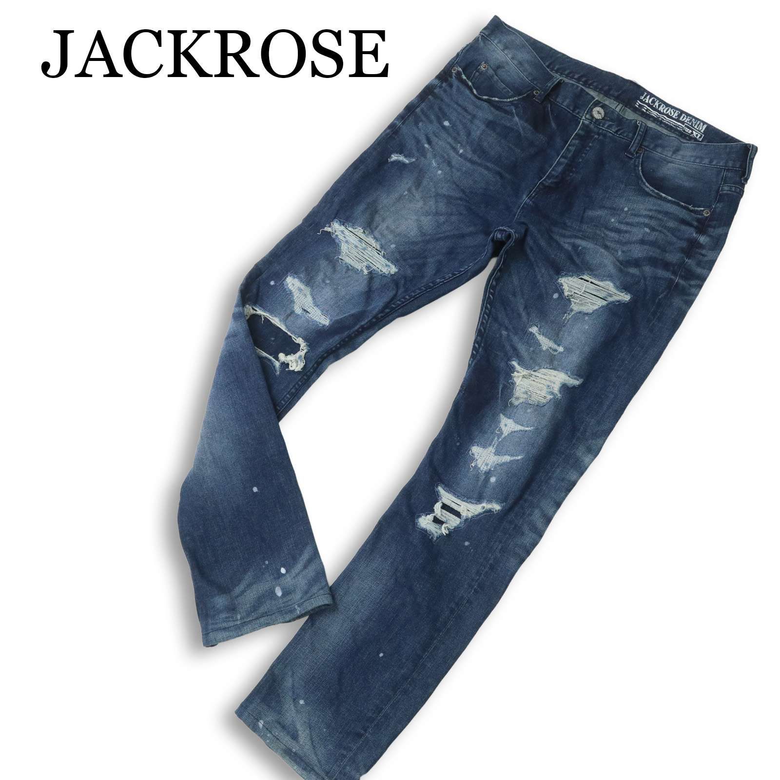 JACKROSE ジャックローズ ダメージ&リペア加工☆ デニム ストレッチ 