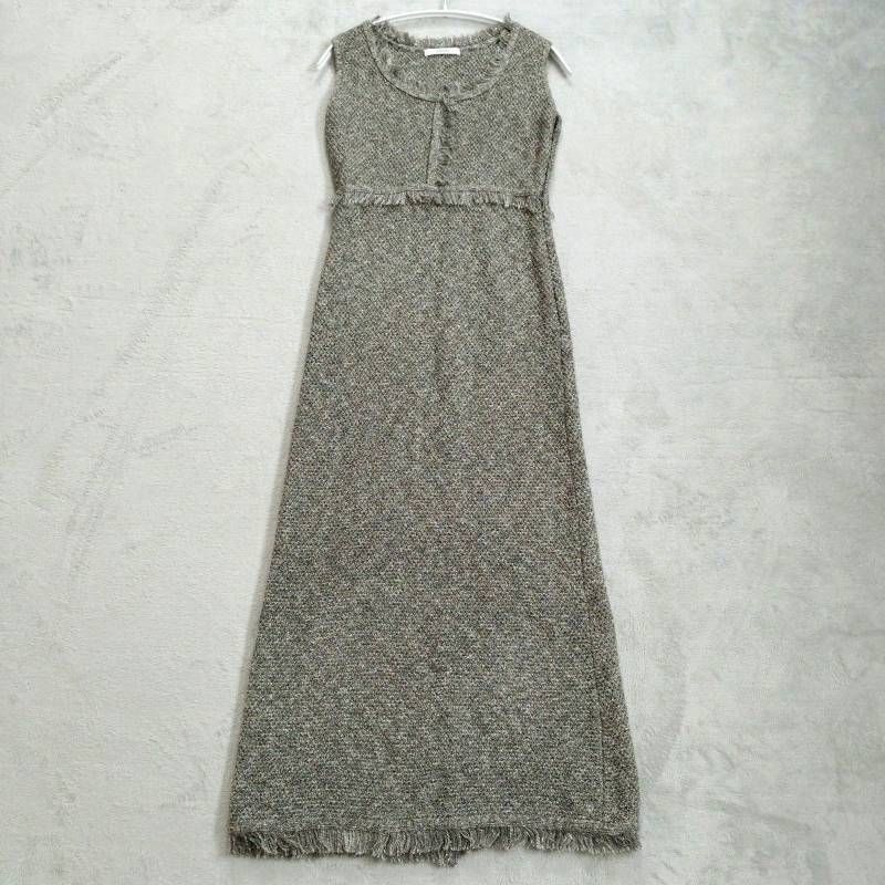 25 SS SNIDEL スナイデル サマーツイードニットワンピースドレス サイズ1 ミックスグレー フォーマル セレモニー マキシ丈 ストレッチ