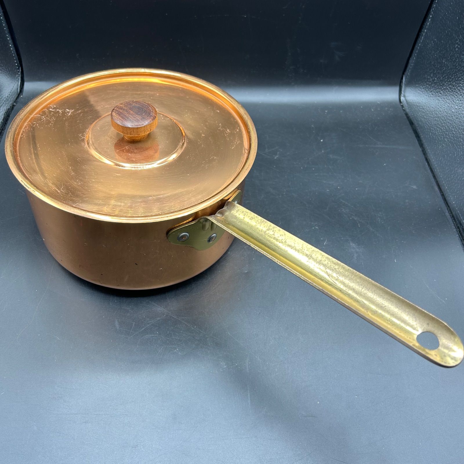 M》COPPER ORIGINAL 銅製 片手鍋 21cm 蓋付き カッパー 鍋