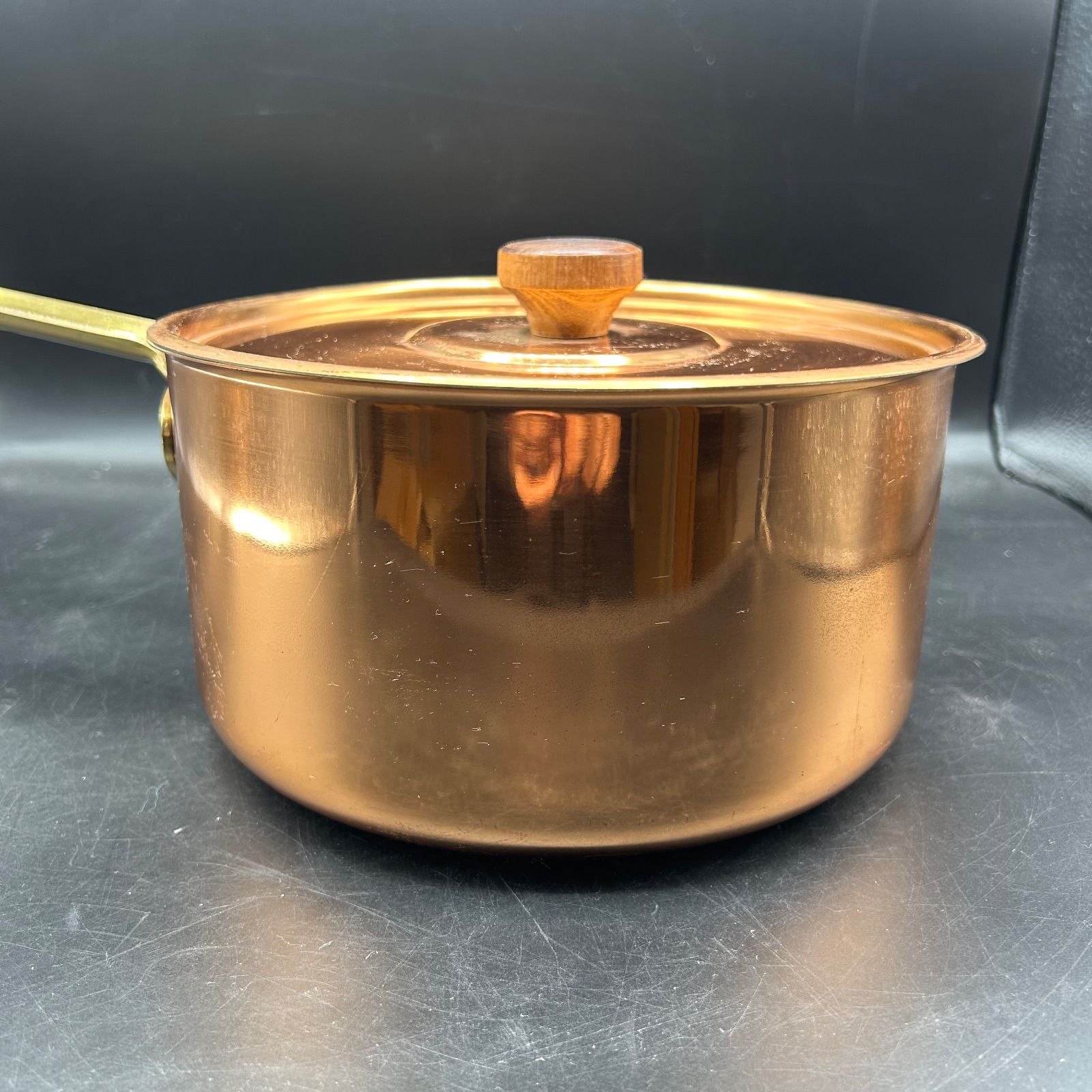 M》COPPER ORIGINAL 銅製 片手鍋 21cm 蓋付き カッパー 鍋 
