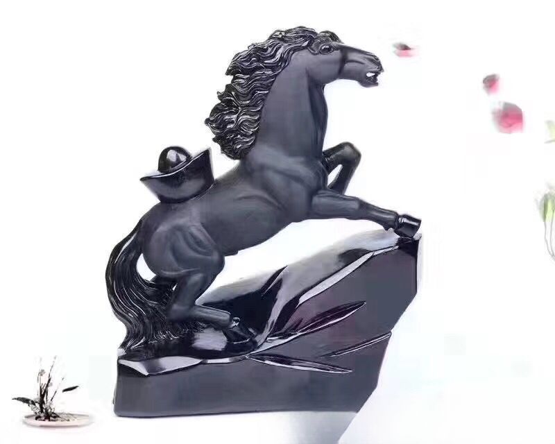 置物 オブジェ ガーデンオーナメント 馬 うま ウマ 石 感 黒曜石 屋外 屋内 室内 インテリア 玄関 リビング ダイニング 装飾 庭 ガーデニング ガーデン 可愛い ギフト インテリア用品 贈り物 雑貨 棚装飾