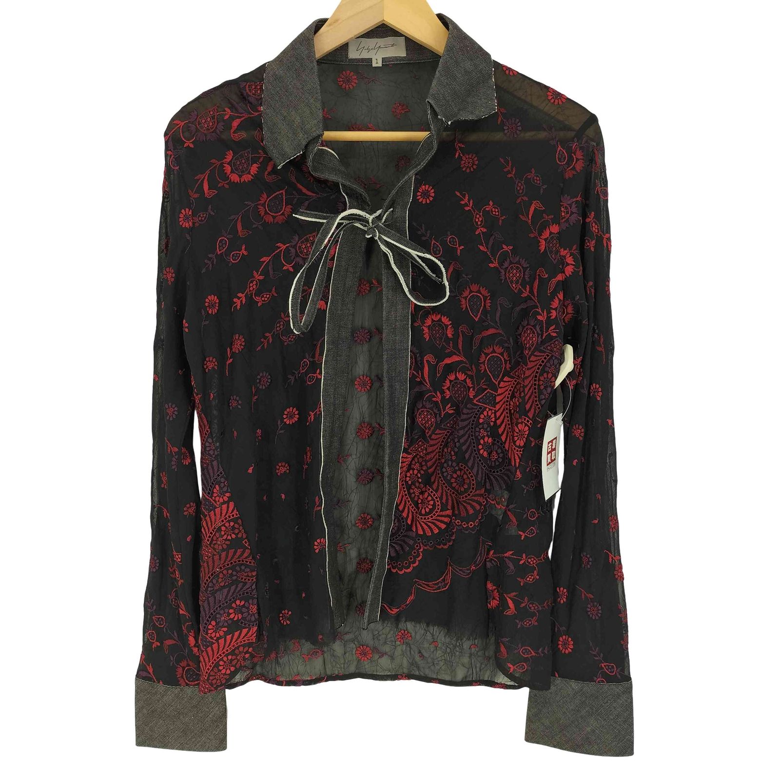 ヨウジヤマモト Yohji Yamamoto エンブロイダリー シアー シャツ レディース JPN 1