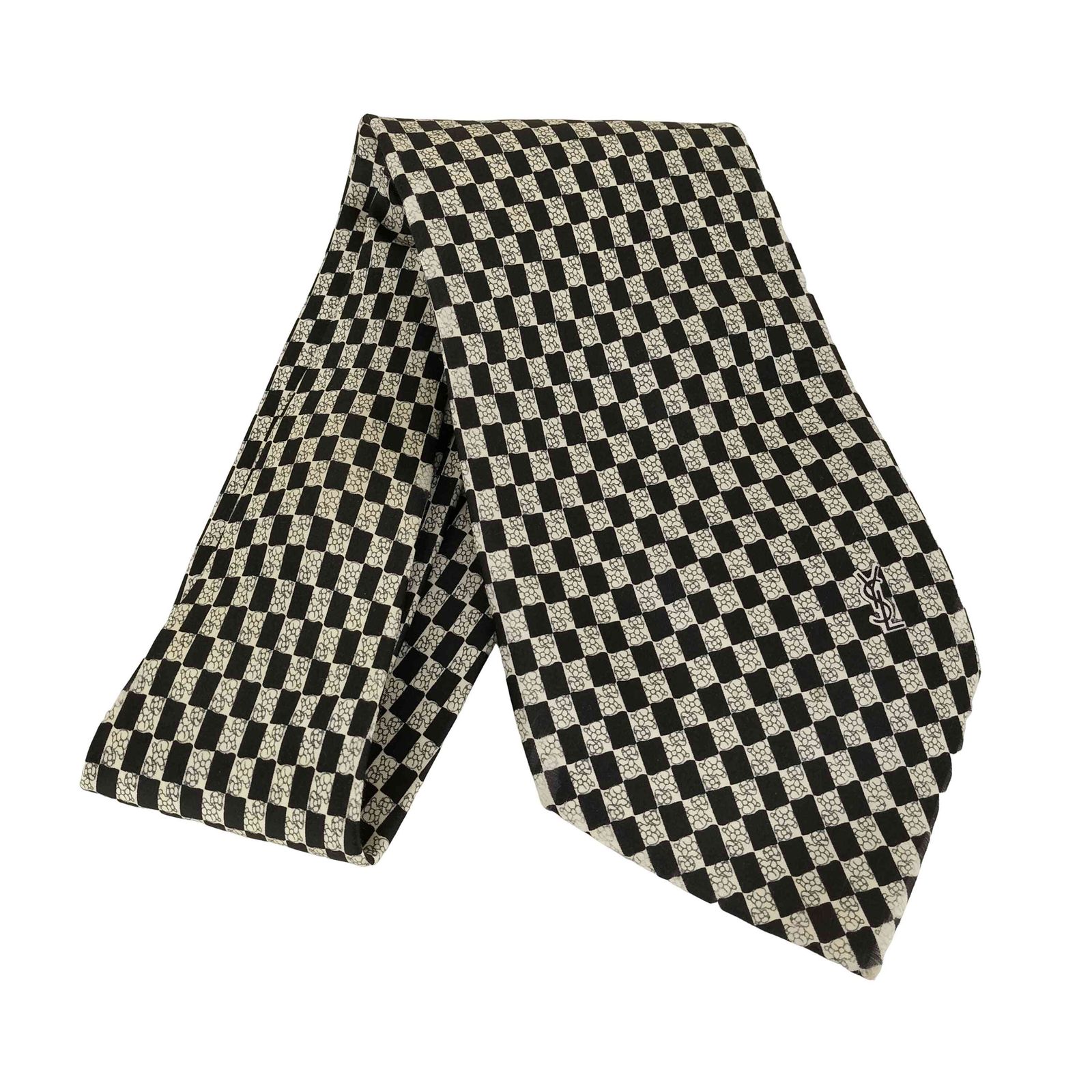 イヴサンローラン Yves Saint Laurent チェック柄 シルク ネクタイ