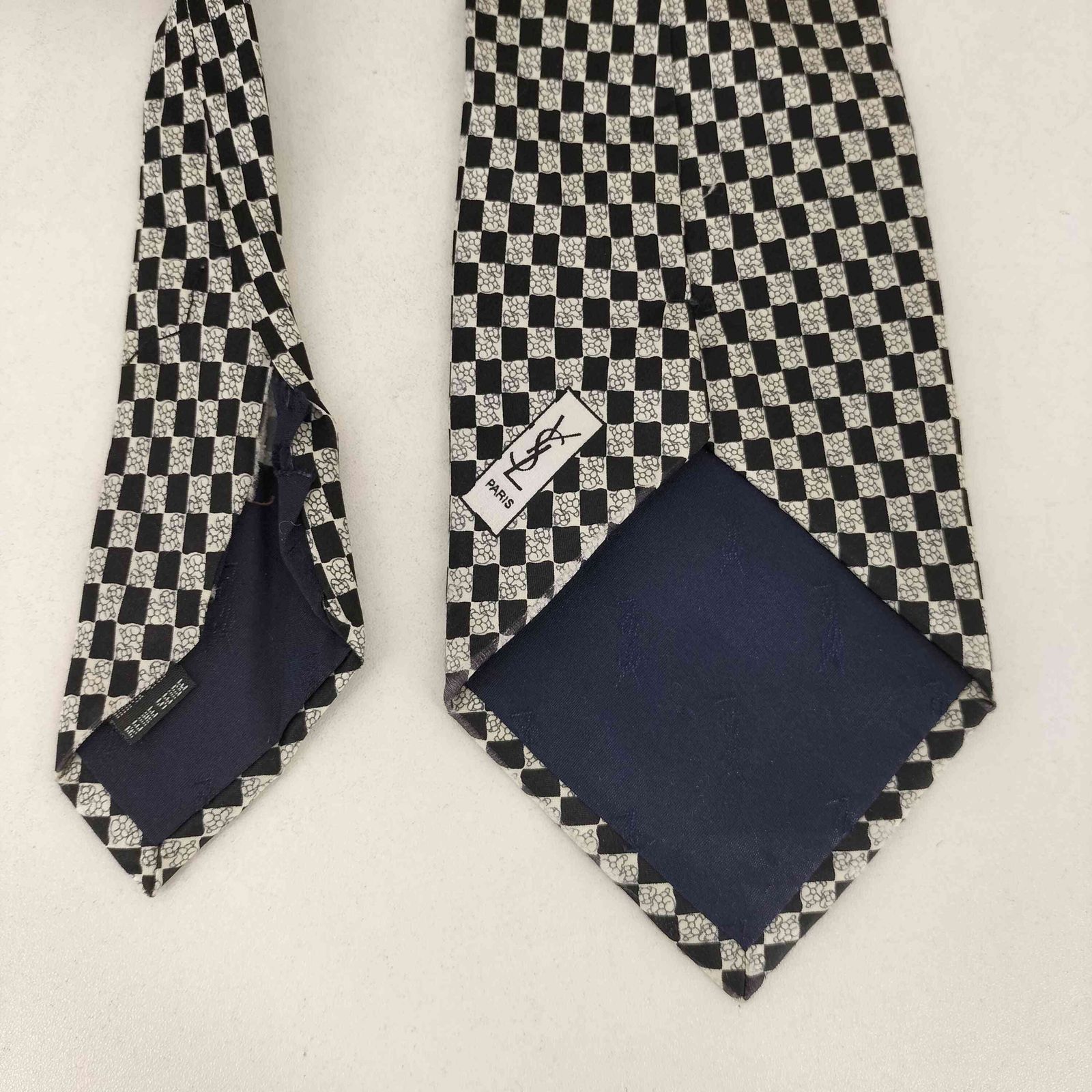 イヴサンローラン Yves Saint Laurent チェック柄 シルク ネクタイ