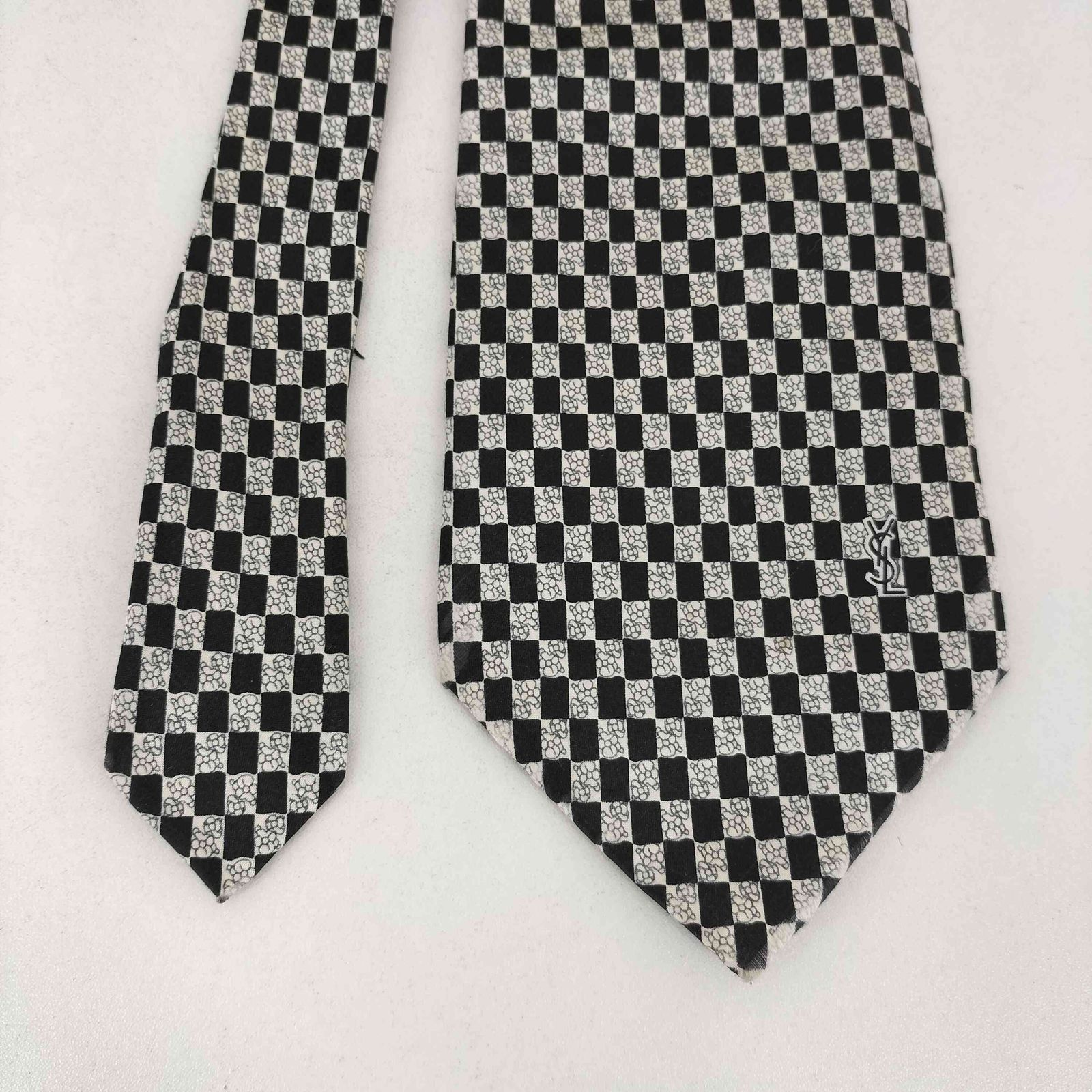 イヴサンローラン Yves Saint Laurent チェック柄 シルク ネクタイ