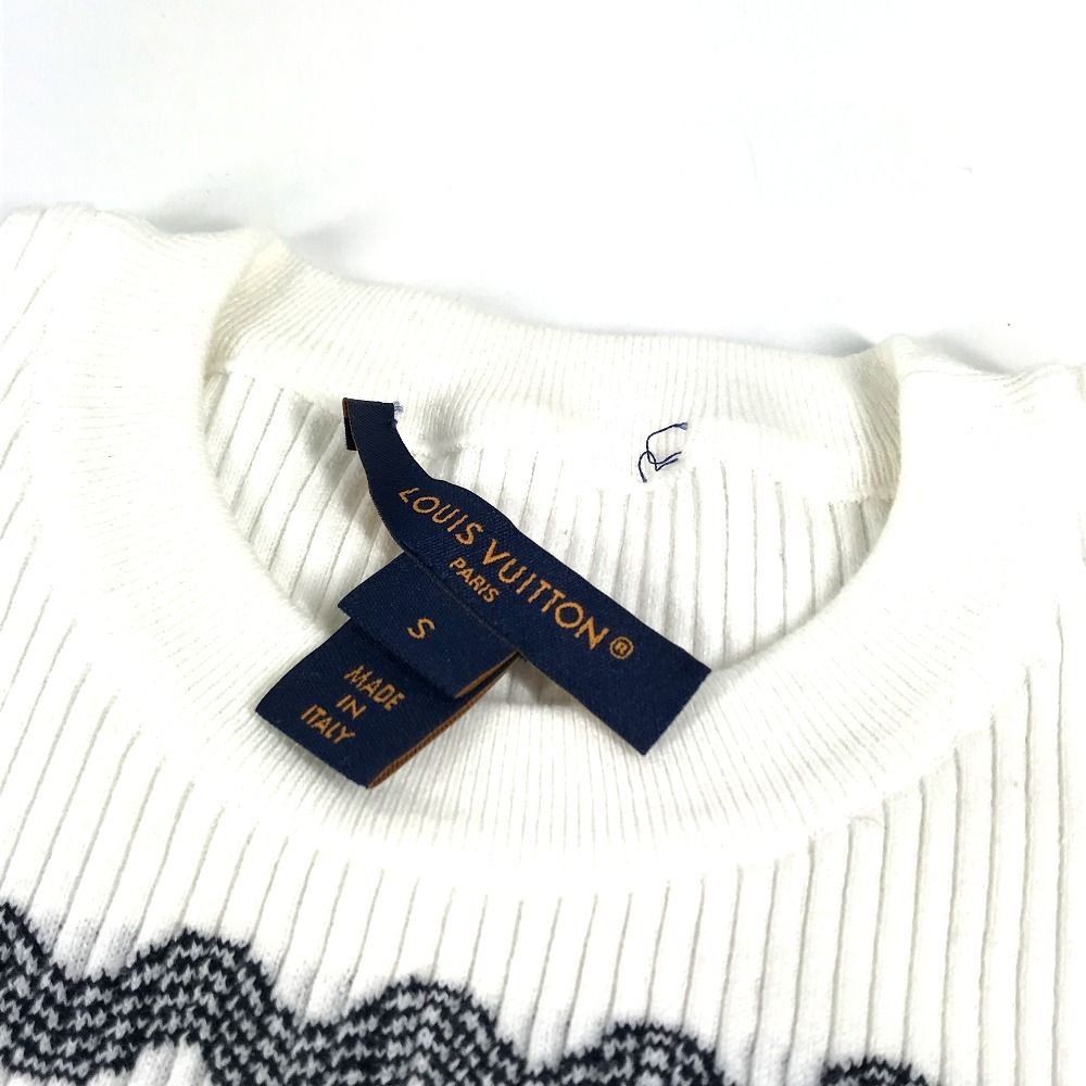 LOUIS VUITTON ルイヴィトン ハーフジップ ニット M 白 黒 LV チャン