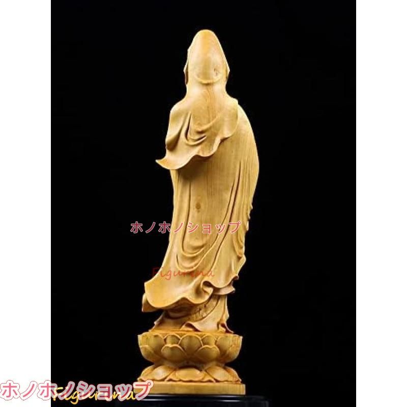 木彫り仏像観音菩薩立像置物ツゲ製高級木彫り木製仏像黄楊柘植観音像
