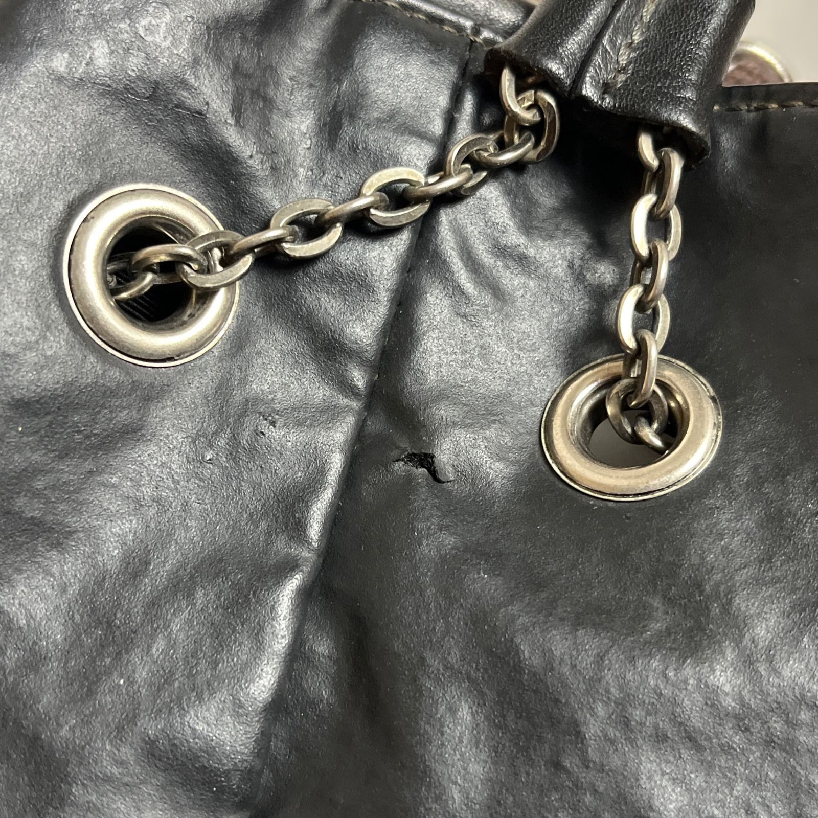 JEAN PAUL GAULTIER HOMME レザー ボクサーバッグ チェーン ブラック