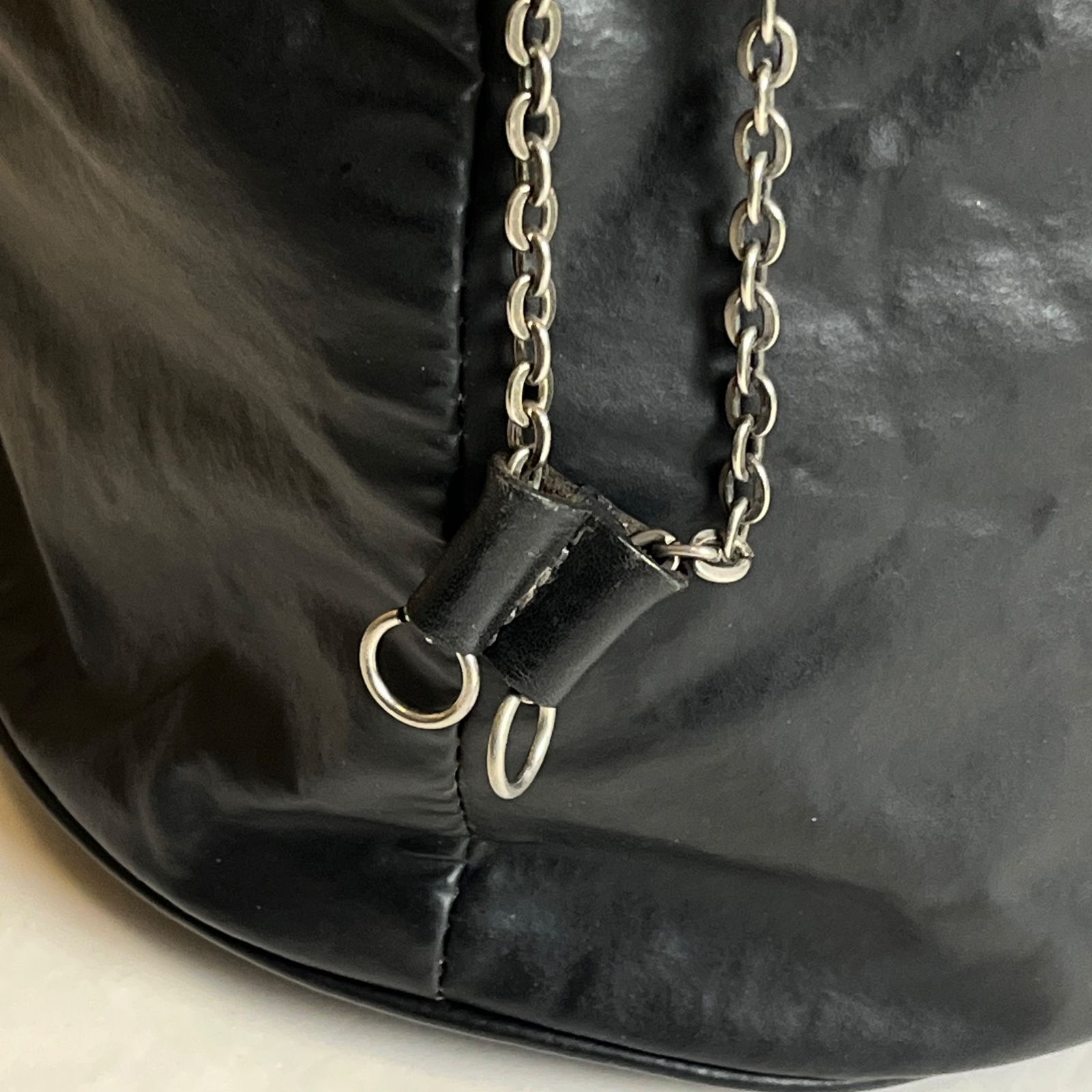 JEAN PAUL GAULTIER HOMME レザー ボクサーバッグ チェーン ブラック