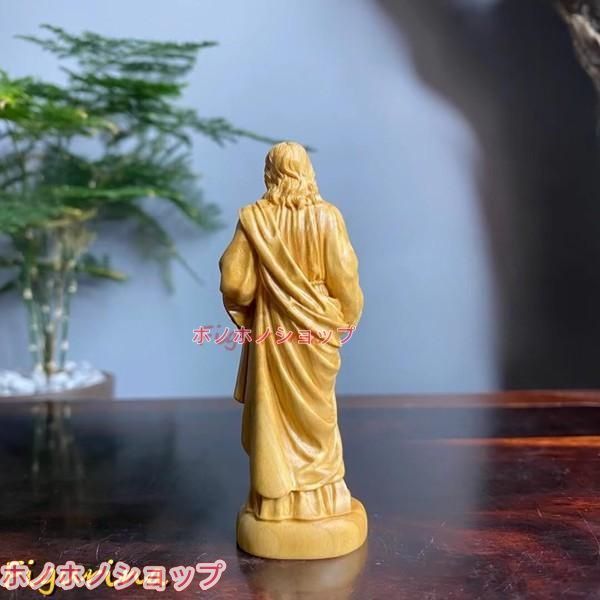 ミニチュア木彫り イエス・キリスト像 8cm 柘植の木 キリスト教 木彫り