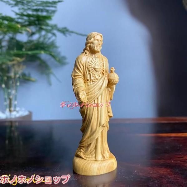 ミニチュア木彫り イエス・キリスト像 8cm 柘植の木 キリスト教 木彫り