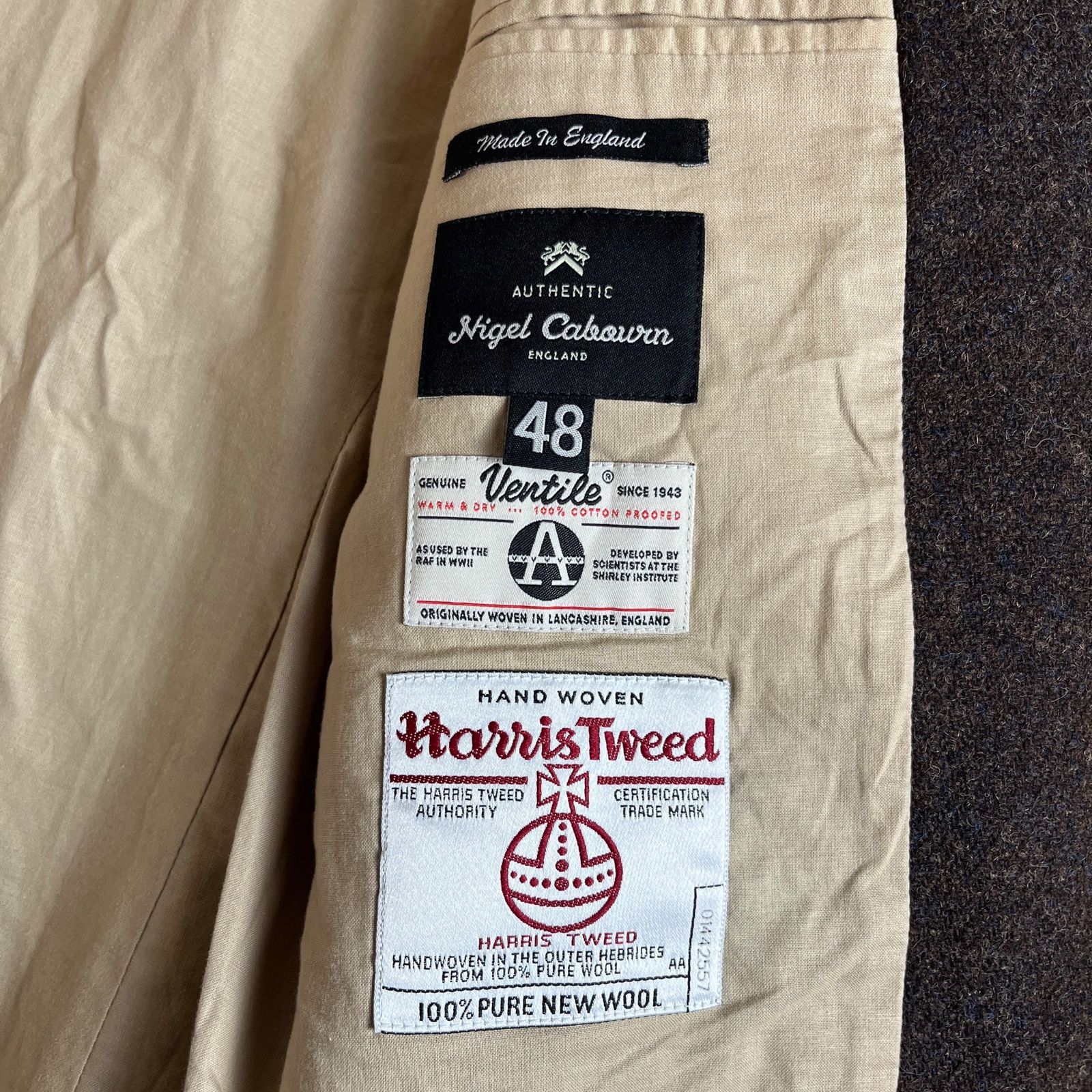 ナイジェルケーボン マロリー ジャケット クレイジー ハリスツイード ベンタイル NIGEL CABOURN マロリージャケット 迷彩 クレイジーパターン 48