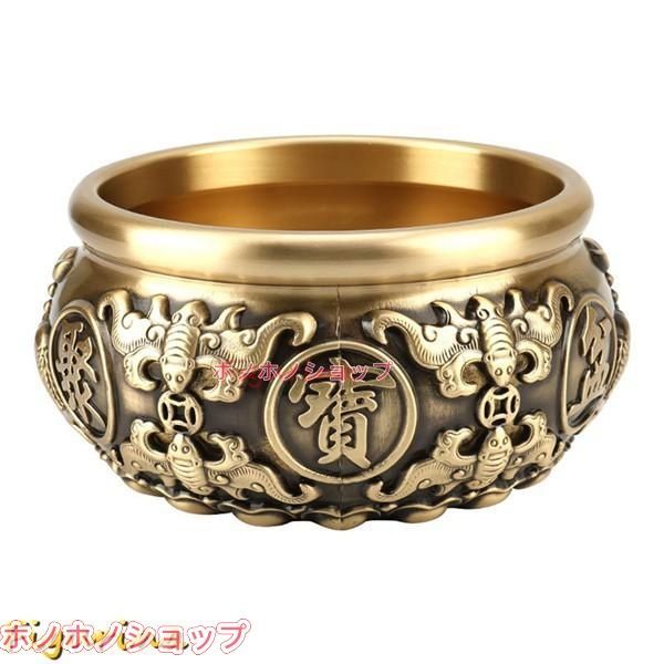 聚寶盆 置物 富と幸運 銅製 真鍮 風水アイテム 縁起物 インテリア 金運