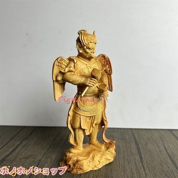 木彫り仏像 烏天狗 置物諸天神桧木製 木彫り 総高20cm オイルディフューザー 置物 インテリア小物